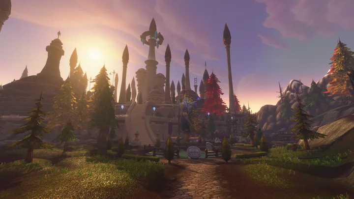 Dalaran’s towers in an official World of Warcraft: Forever screenshot.